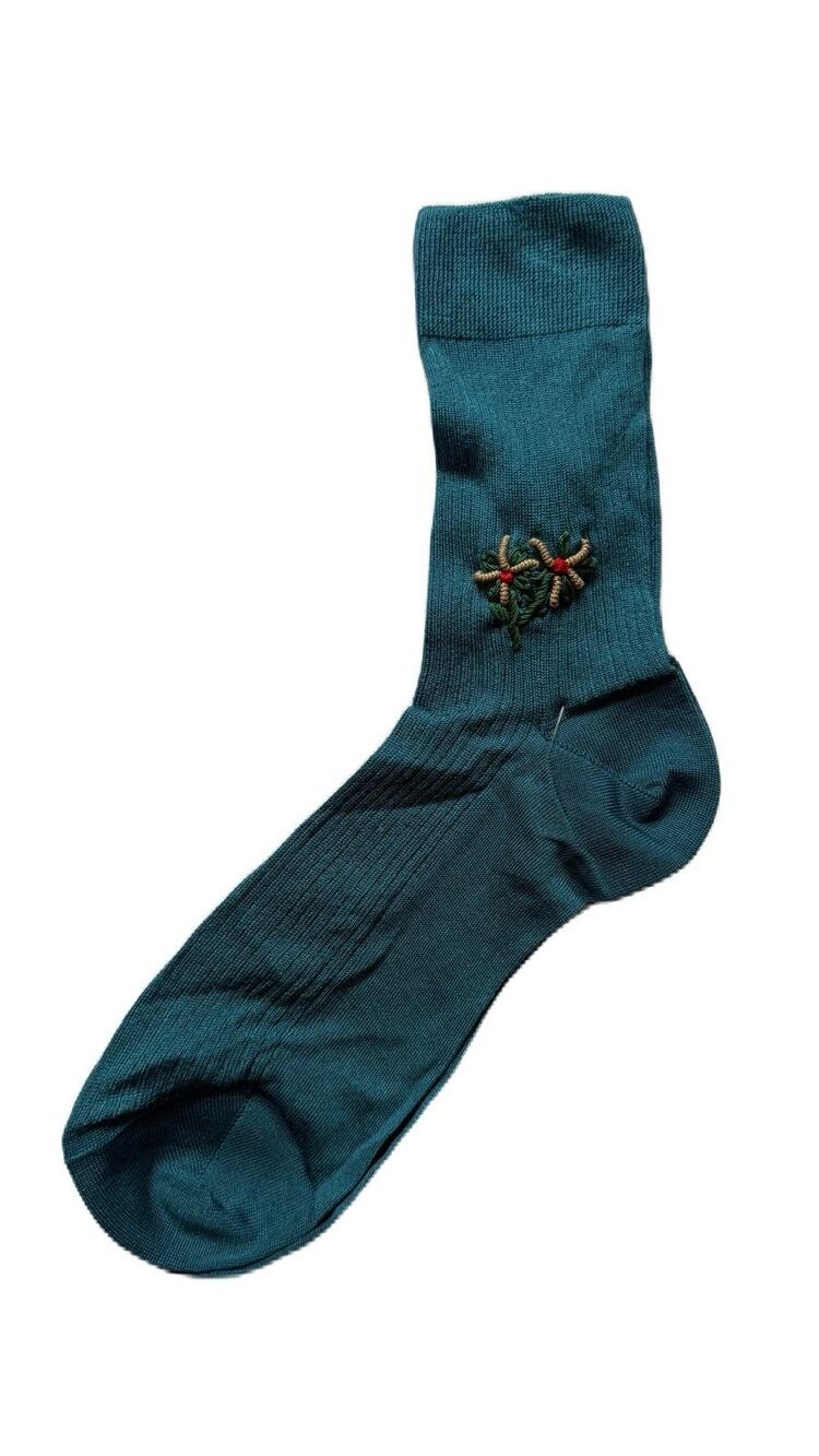 Maria La Rosa Embroidery Silk Socks New